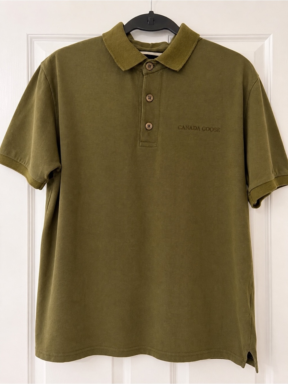 Canada Goose Men's Olive Polo with Subtle Embroidered Logo